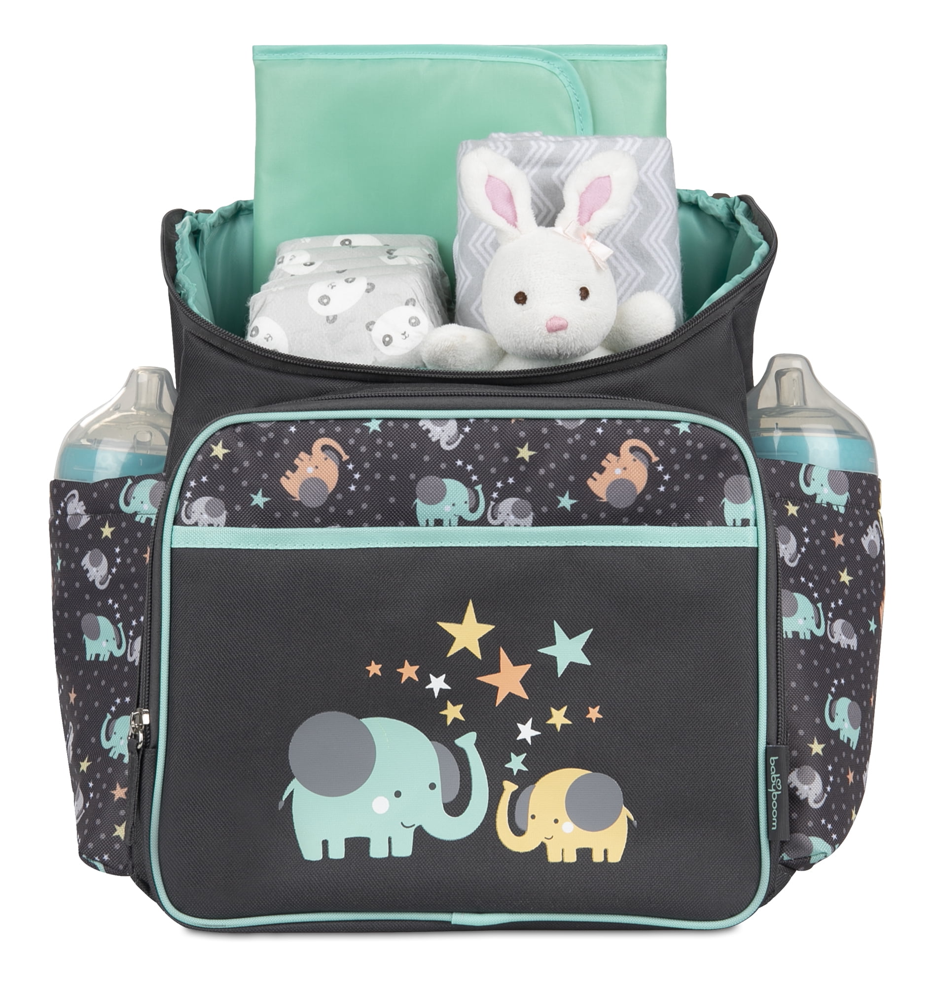 Gray Backpack Diaper Bag with Changing Pad and Pockets
