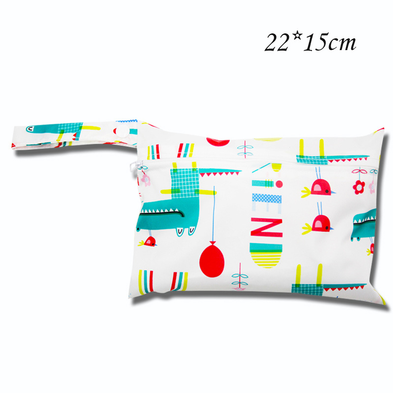 Cartoon Printed Waterproof Diaper Bag with Zipper