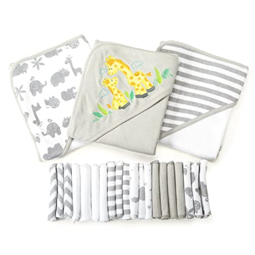 Spasilk Baby Bath Hooded Towels & Washcloths Set