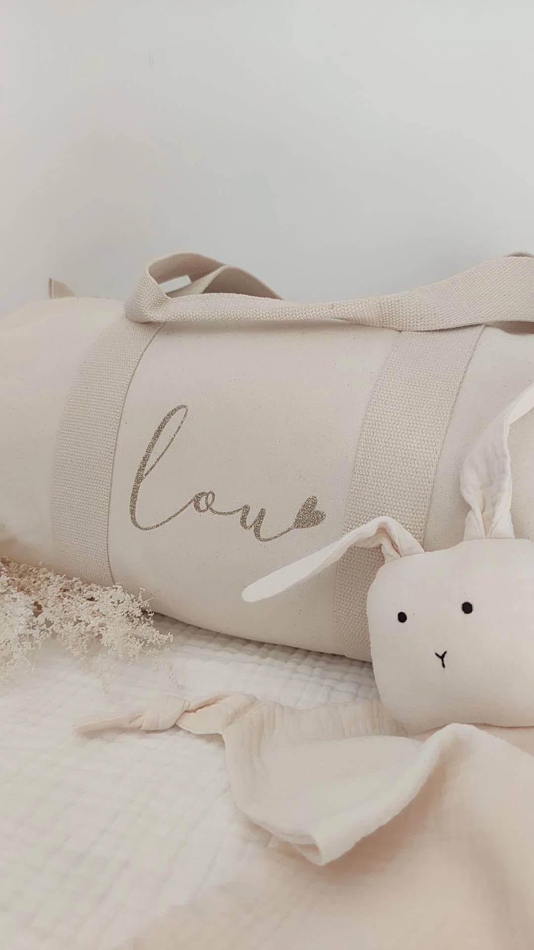 Personalized Ecru Duffel Bag for Baby Essentials