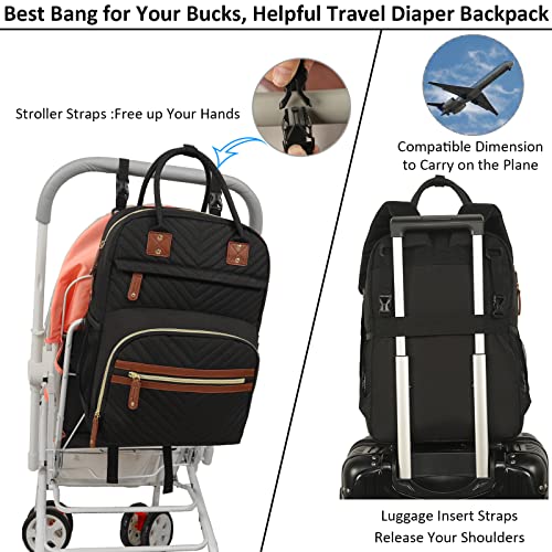 Large Capacity Black Diaper Bag Backpack