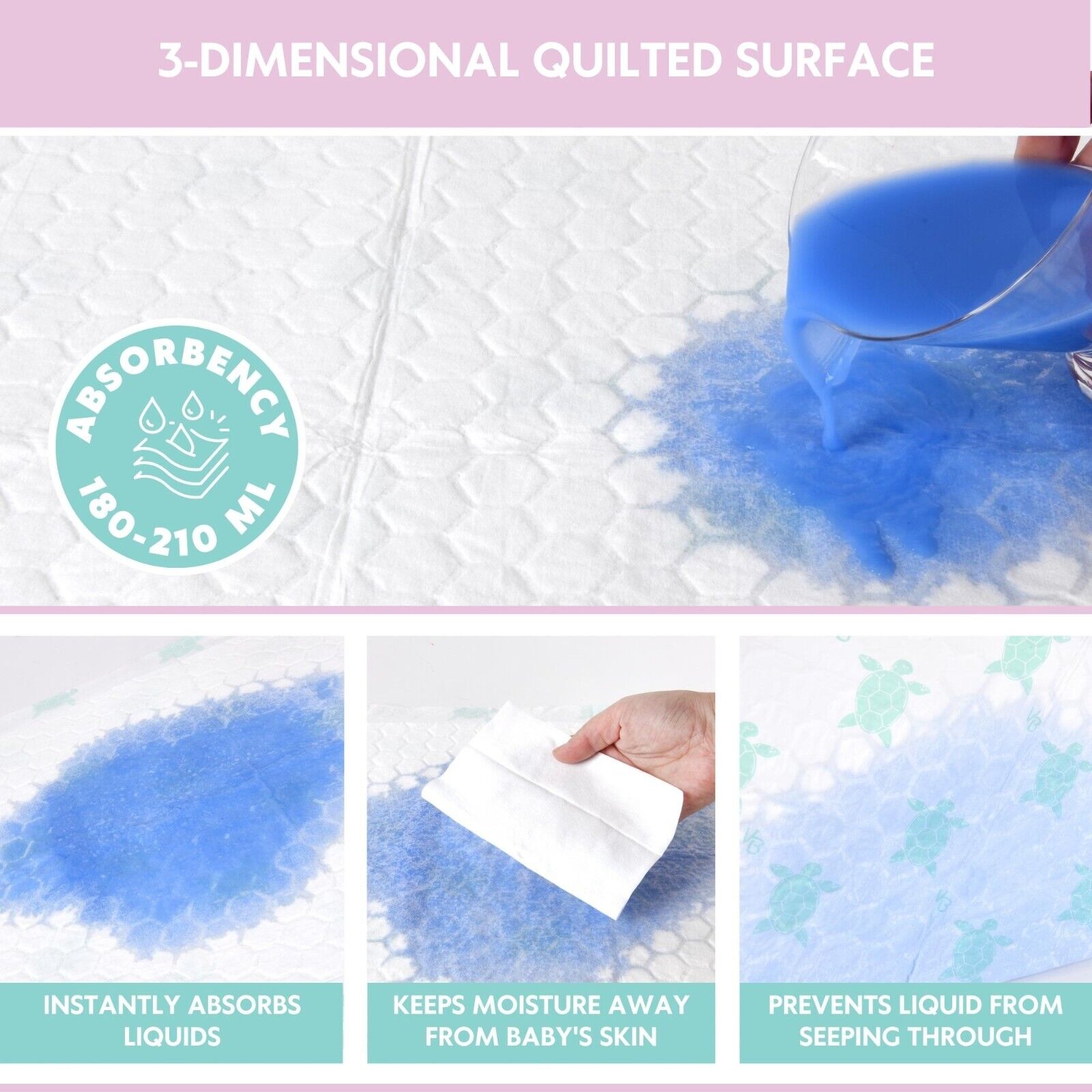 Vesta Baby Disposable Waterproof Changing Pads - 65 Count