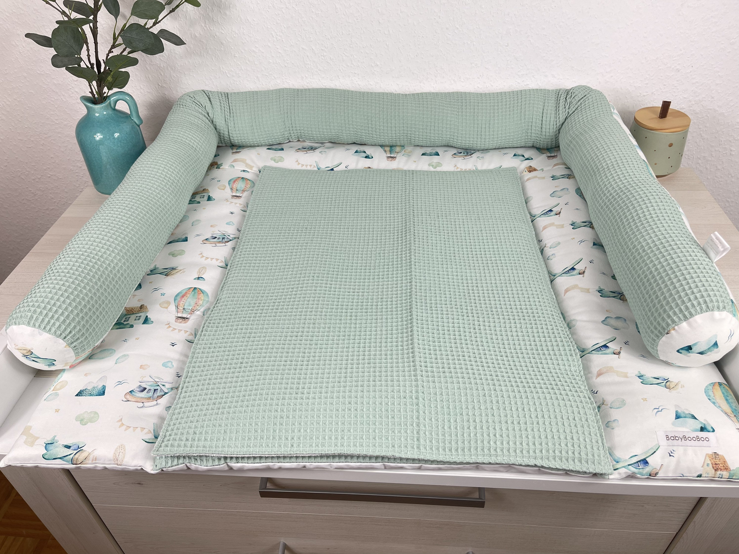 Customizable Mint Waffle Piqué Changing Mat