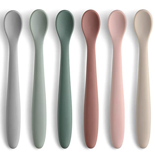 Soft Silicone Baby Feeding Spoons - 6 Pack