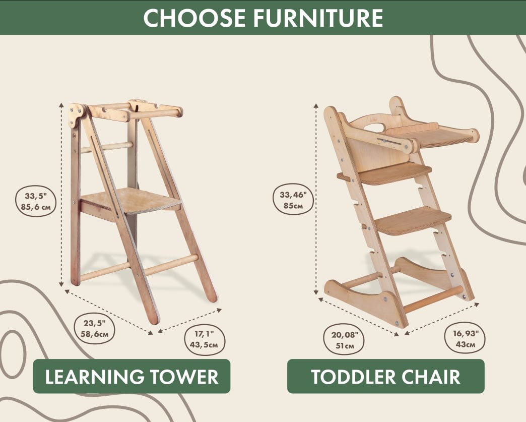 Toddler Tower Chair and Montessori Step Stool