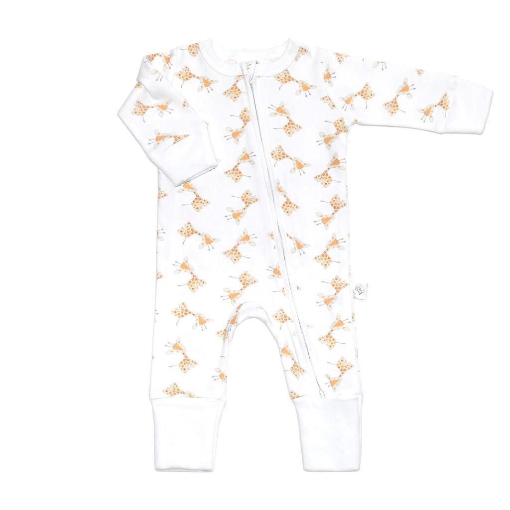 Organic Giraffe Zipper Pajama for Newborns