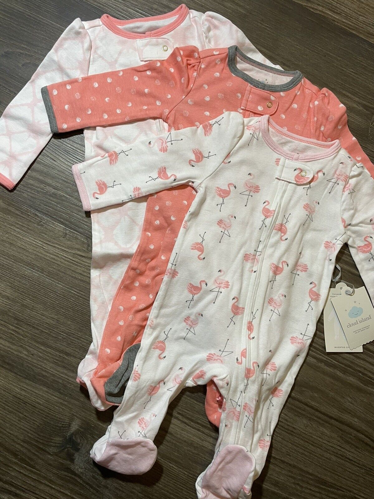 3-Pack Flamingo Zip-Up Sleepers for Baby Girls