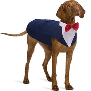 Navy Dog Tuxedo Suit with Bow Tie Set