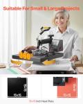 VEVOR 2 in 1 Heat Press Machine for T Shirts and Hats, 15x15 Inch Professional Swing Away Digital Tshirt Press Machine for Sublimation, Vinyl, Heat Transfer Projects
