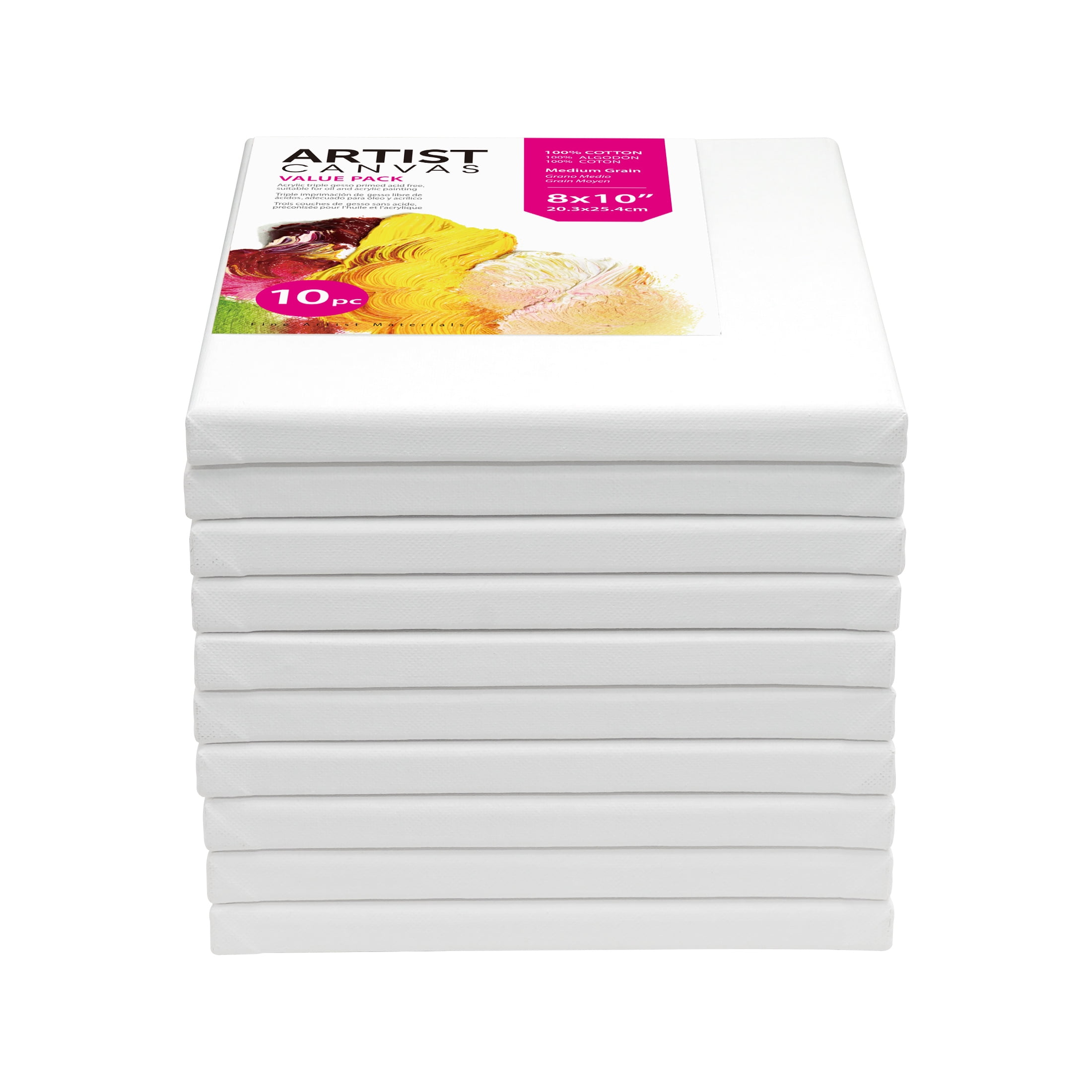 Cotton Stretched Canvas, 8"x10", Pack of 10