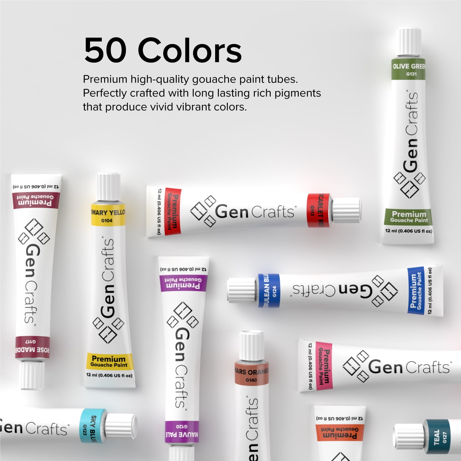 GenCrafts Gouache Paint Tubes Set of 50
