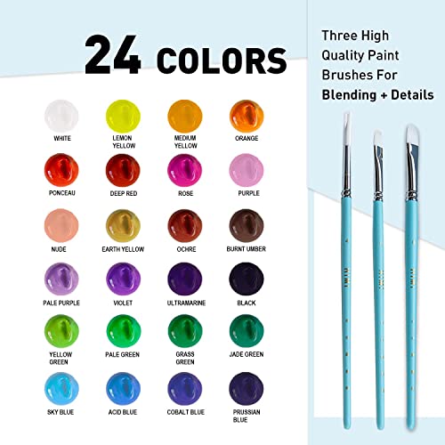 HIMI Gouache Paint Set with Brushes - 24 Colors