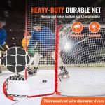 VEVOR Hockey Goal with Backstop and Targets, Street Steel Hockey Net, 72" Pro Hockey Training Goal Set, Portable Indoor Outdoor Hockey Goal with Net, Easy Assemble, White/Red