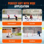 VEVOR Hockey Goal with Backstop and Targets, Street Steel Hockey Net, 72" Pro Hockey Training Goal Set, Portable Indoor Outdoor Hockey Goal with Net, Easy Assemble, White/Red