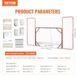VEVOR Hockey Goal with Backstop and Targets, Street Steel Hockey Net, 72" Pro Hockey Training Goal Set, Portable Indoor Outdoor Hockey Goal with Net, Easy Assemble, White/Red