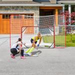 VEVOR Hockey Goal with Backstop and Targets, Street Steel Hockey Net, 72" Pro Hockey Training Goal Set, Portable Indoor Outdoor Hockey Goal with Net, Easy Assemble, White/Red