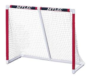 Mylec PVC Junior Hockey Folding Goal for Indoor + Outdoor (54 x 44 Inches), Lightweight & Portable, Sleeve Netting System (Red, 15 Pounds)