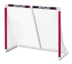 Mylec PVC Junior Hockey Folding Goal for Indoor + Outdoor (54 x 44 Inches), Lightweight & Portable, Sleeve Netting System (Red, 15 Pounds)
