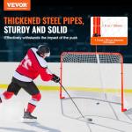 VEVOR Street Hockey Net, Indoor Outdoor Steel Hockey Goal, Official Regulation Pro Hockey Training Goal Set, Portable Hockey Goal with Net, Easy Assemble, 72" x 48", White/Red