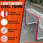 Ace Hockey Metal Street Hockey Goal – 28" x 20" Lightweight Steel Frame with Net – Outdoor Hockey Net for Beginners & Backyard Games – Ball, Roller & DEK Hockey Practice Goal – Easy Assembly