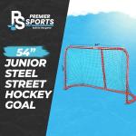 Premier Sports – 54“ Junior Steel Street Hockey Goal – Portable Hockey Net for Indoor & Outdoor Use – Hockey Training Equipment