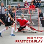 SPOYNAL 54” Street Hockey Goal Net – Steel Hockey Net for Street & Roller Hockey, Indoor Outdoor Hockey Training Goal for Backyard, Driveway & Garage Practice