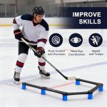 Baseng Hockey Stick Handling Trainer | Adjustable Hockey Training Equipment for Puck Control, Hand-Eye Coordination & Reaction Time | Portable On/Off Ice Trainer for All Ages, 5 Sections(Blue)