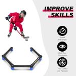 TKSONG Hockey Training Equipment - Adjustable Hockey Trainer for Stick Handling & Puck Control | Portable Stickhandling Training Tool for Kids & Adults | On/Off Ice Use，5-Sections(Black/Blue)