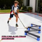 TKSONG Hockey Training Equipment - Adjustable Hockey Trainer for Stick Handling & Puck Control | Portable Stickhandling Training Tool for Kids & Adults | On/Off Ice Use，5-Sections(Black/Blue)