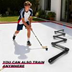 TKSONG Hockey Training Equipment -Adjustable Hockey Trainer for Stick Handling & Puck Control | Portable Stickhandling Training Tool for Kids & Adults | On/Off Ice Use,7-Sections (Black/Grey)