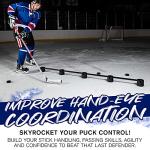 Franklin Sports Hockey Stick Handling Trainer Aid - Puck Stickhandling Skills Training Aid - 72" Inch Portable Puck Handling Training for On + Off Ice Skill Drills Practice