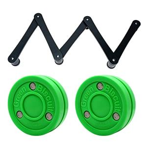 Top Shelf Target Stick Handling Trainer with 2 Green Biscuit Original Pucks - Snake Trainer, Portable, Durable, and Adjustable Hockey Training Equipment for Puck Control, Reaction Time, & Coordination