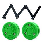Top Shelf Target Stick Handling Trainer with 2 Green Biscuit Original Pucks - Snake Trainer, Portable, Durable, and Adjustable Hockey Training Equipment for Puck Control, Reaction Time, & Coordination