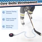 Hockey Trainer Off-Ice Training Tool, Professional Solo Hockey Stickhandling & Passing Trainer, Portable Hockey Rebounder with Sturdy Bungee Cord for Ice Hockey, Floor, Roller & Field Hockey Skills