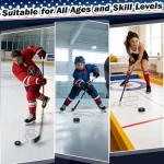 Hockey Trainer Off-Ice Training Tool, Professional Solo Hockey Stickhandling & Passing Trainer, Portable Hockey Rebounder with Sturdy Bungee Cord for Ice Hockey, Floor, Roller & Field Hockey Skills