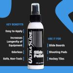 UltraSlide Silicone Lubricant Spray - 4oz Slide Board Polish - Friction-Reducing Lubricant for Slide Boards for Exercise, Hockey Tiles & Shooting Pads - Odorless, Multi-Purpose Surface Care