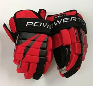 PowerTek V5.0 Tek Junior Ice Hockey Gloves, Flexible Full Motion Cuff (Red, 12")