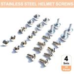 24 Pcs Stainless Steel Helmets Visor Screws, Hockey Helmet Repair Kit, Football Visor Clips, Universal Baseball Helmet Hardware Replacement Parts for Softball Face Mask Girls Youth