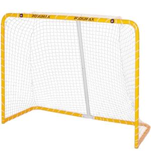 PodiuMax 54"x44" Youth Steel Street Hockey Goal, Indoor Outdoor Hockey Net for All Players, Portable Training Equipment, Youth Roller Hockey Goals