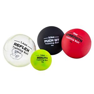 Franklin Sports NHL Hockey Stick Handling Balls - (4) Hockey Training Aids for Stick Handling + Hands Practice - On + Off Ice Equipment - Weighted + Mini Balls for Speed Training