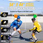 PodiuMax 54"x44" Youth Steel Street Hockey Goal, Indoor Outdoor Hockey Net for All Players, Portable Training Equipment, Youth Roller Hockey Goals with 2 Targets