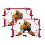 kasifei Mini Steel Hockey Net Set, 2 Pack 30" x 20" Heavy Duty Knee Hockey Net with Shooter Tutor for Kids