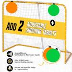 PodiuMax 54"x44" Youth Steel Street Hockey Goal, Indoor Outdoor Hockey Net for All Players, Portable Training Equipment, Youth Roller Hockey Goals with 2 Targets