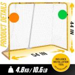 PodiuMax 54"x44" Youth Steel Street Hockey Goal, Indoor Outdoor Hockey Net for All Players, Portable Training Equipment, Youth Roller Hockey Goals with 2 Targets