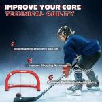 Hikeen 14×8 Inch Mini Hockey Goal, 2 Packs Hockey Goal with Durable Iron Frame & Nylon Net and 4 Hockey Pucks Can Withstand Powerful Shooting,Easy Setup Training Equipment for Accuracy Practice