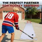 Hikeen 14×8 Inch Mini Hockey Goal, 2 Packs Hockey Goal with Durable Iron Frame & Nylon Net and 4 Hockey Pucks Can Withstand Powerful Shooting,Easy Setup Training Equipment for Accuracy Practice