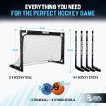 Premier Sports - Kids Hockey Set – (4) Sticks, (2) Mini Goals, (1) Foam & (1) Standard Balls – Complete Beginner Set for Ages 3-9