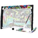 Franklin Sports NHL Kids Mini Hockey Set - Includes (1) Knee Hockey Goal, (2) Mini Sticks + (2) Foam Balls - Indoor Toy Youth Goal + Sticks Set - Graffiti