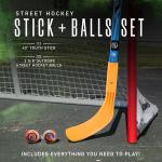Franklin Sports NHL Kids Street Hockey Stick + Balls Set - Youth 40" Street Hockey Stick + (2) Outdoor Roller Hockey Balls - Kids Junior Hockey Starter Set