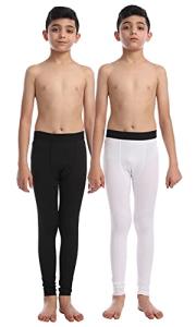 CVVTEE Boys Compression Pants Base Layers Soccer Hockey Tights Athletic Leggings Thermal for Kids… (US, Numeric, 10, Regular, 1black+1white)